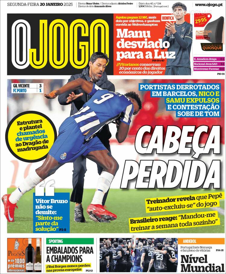 Portada de O Jogo (Portugal)