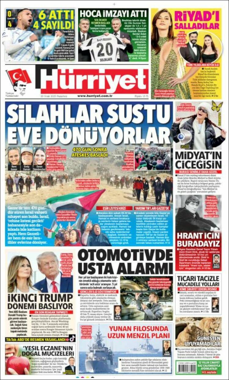 Portada de Hürriyet (Turqu&iacute;a)