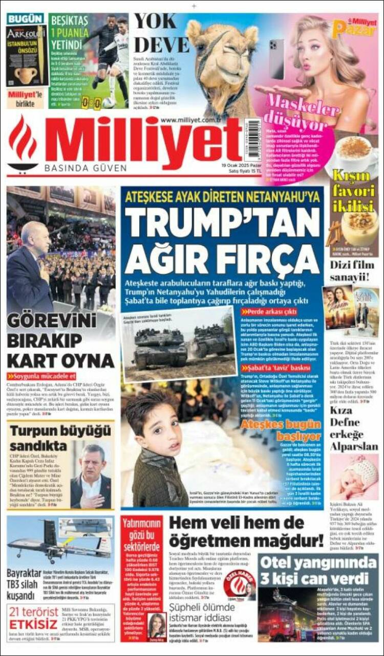 Portada de Milliyet (Turqu&iacute;a)