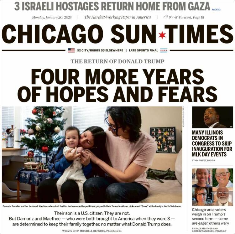 Portada de Chicago Sun-Times (USA)