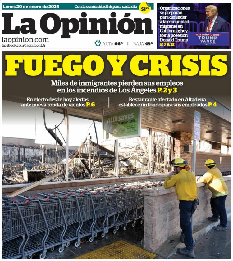 Portada de La Opinión (USA)