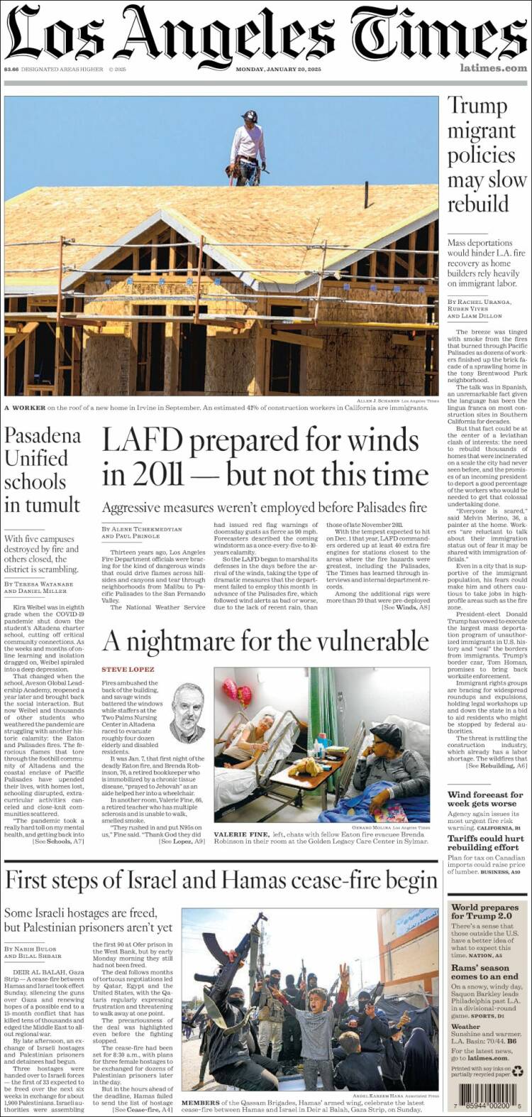 Portada de Los Angeles Times (USA)