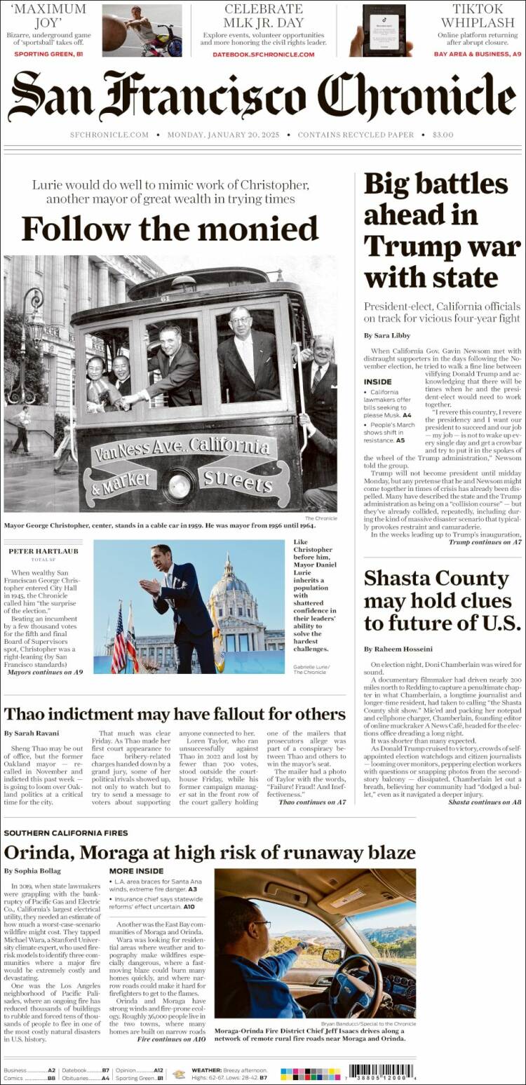 Portada de San Francisco Chronicle (USA)