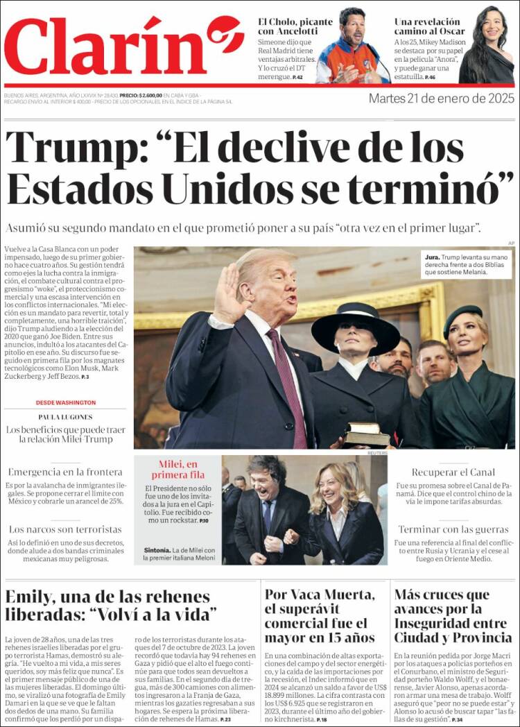 Portada de Clarín (Argentina)