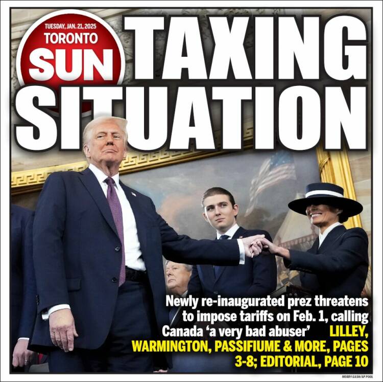 Portada de The Toronto Sun (Canadá)