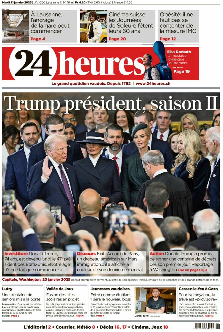 Portada de 24 Heures (Suiza)