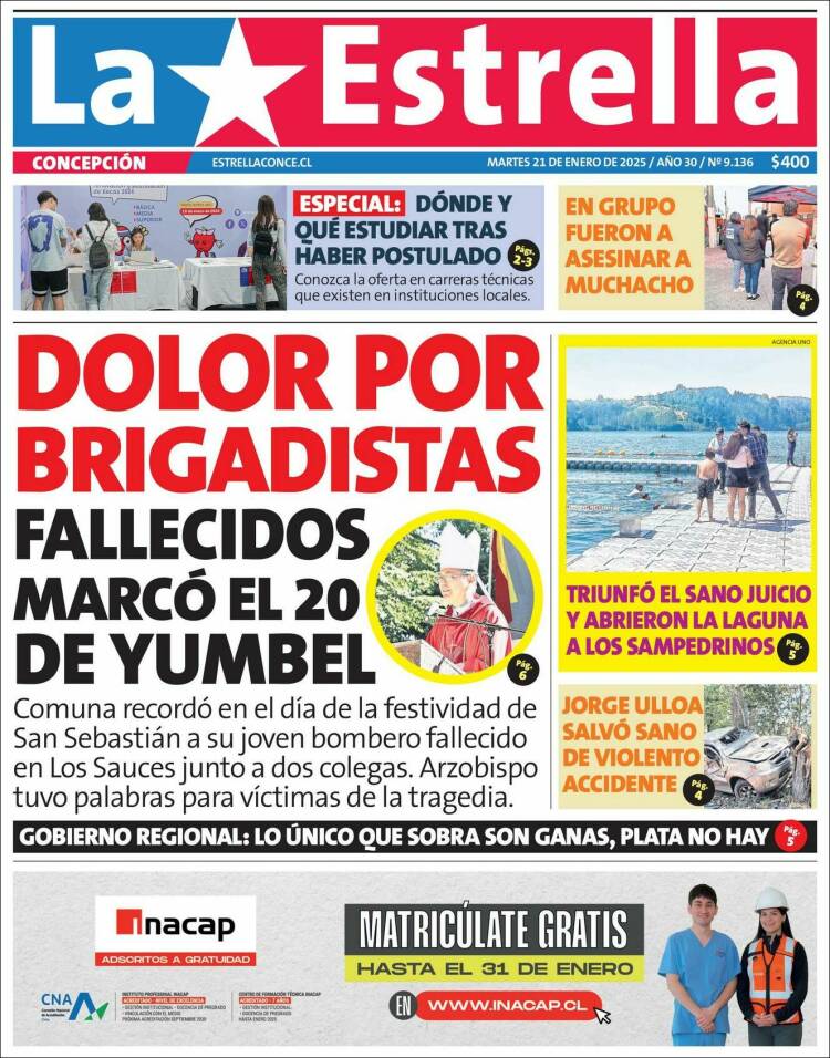 Portada de La Estrella de Concepción (Chile)