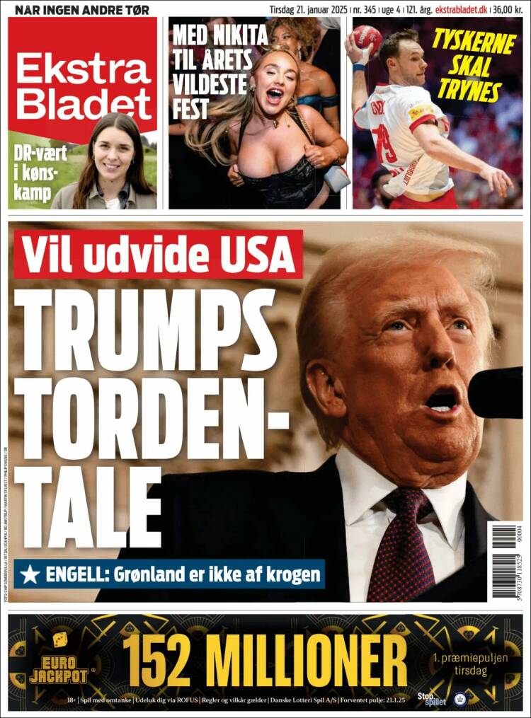 Portada de Ekstra Bladet (Dinamarca)