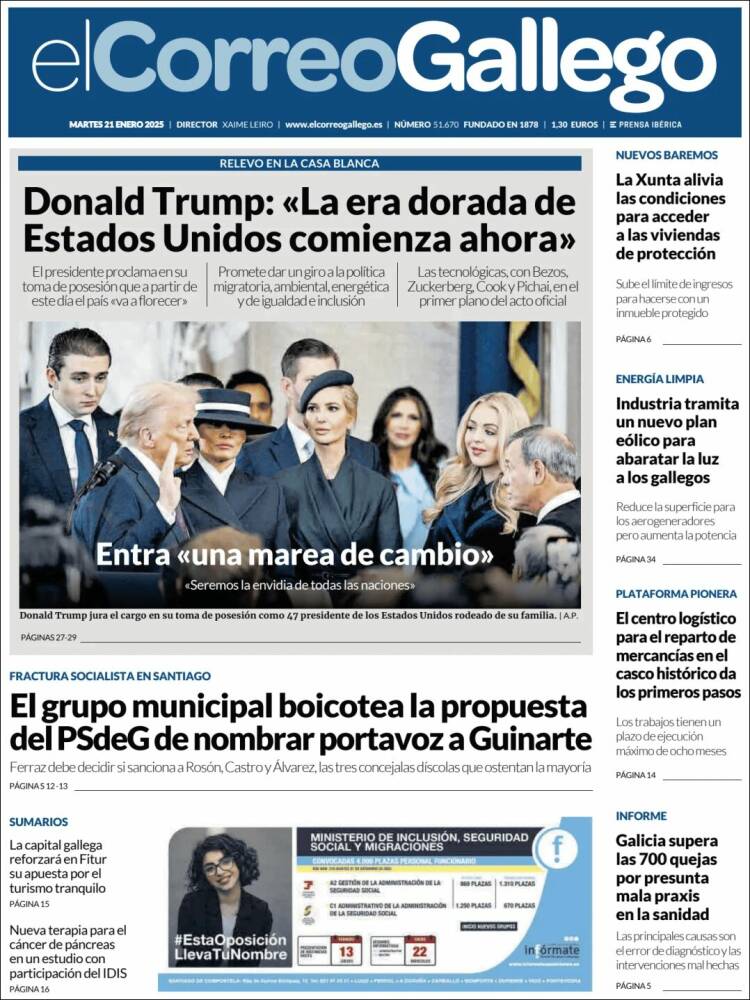 Portada de El Correo Gallego (España)