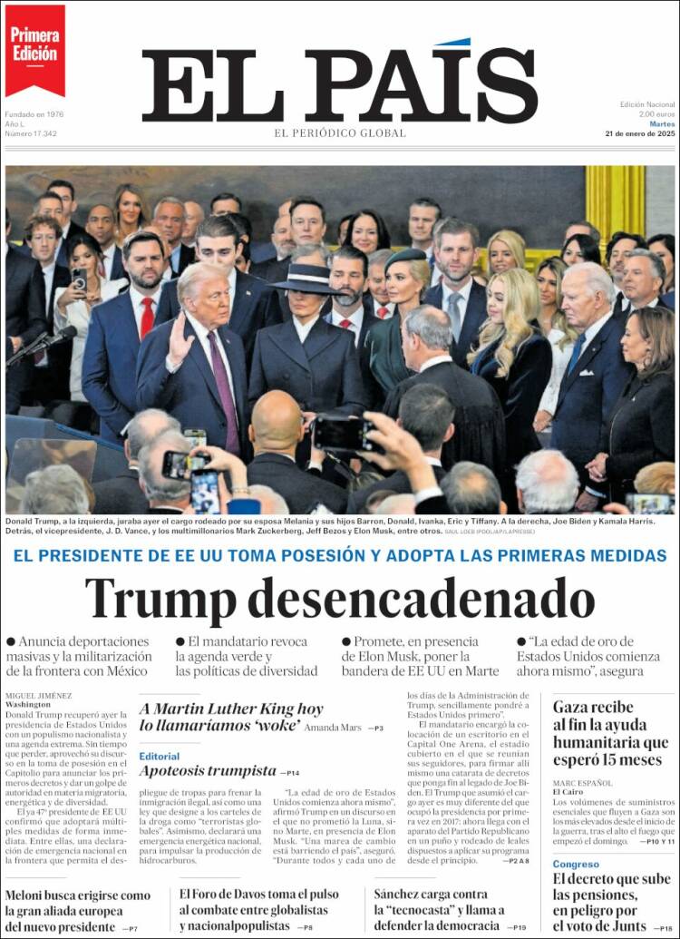 Portada de El País (España)