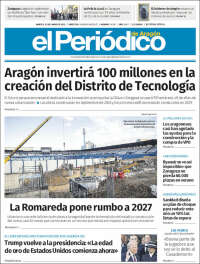 Portada de El Periódico de Aragón (España)