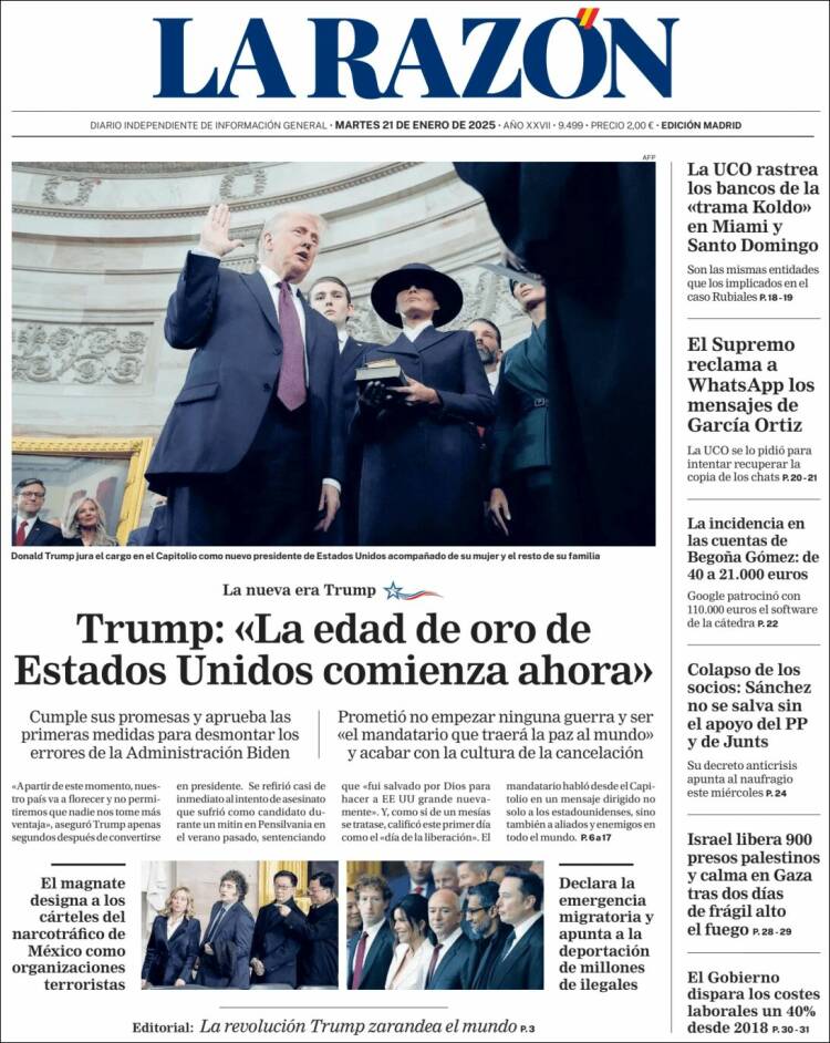 Portada de La Razón (España)