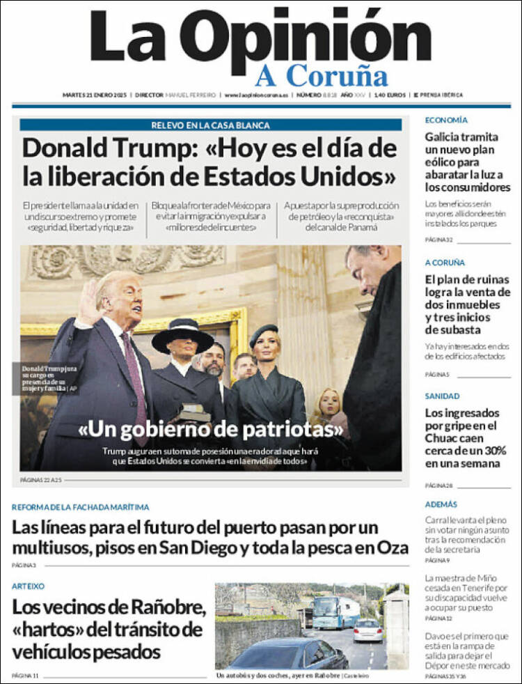 Portada de La Opinión de A Coruña (España)