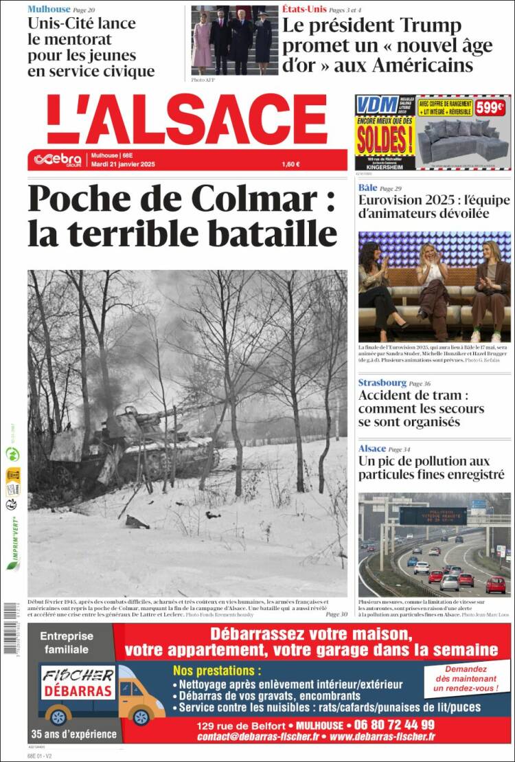 Portada de Journal L'Alsace (Francia)