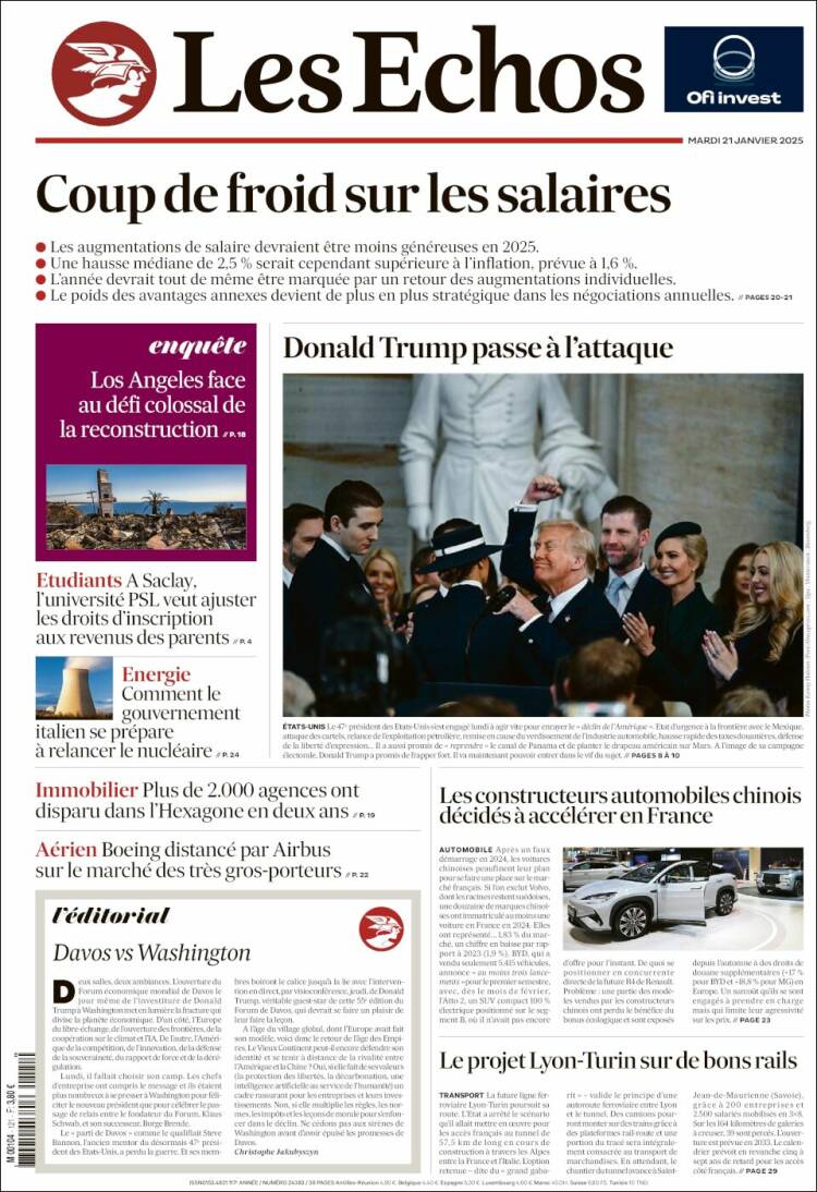 Portada de Les Echos (France)