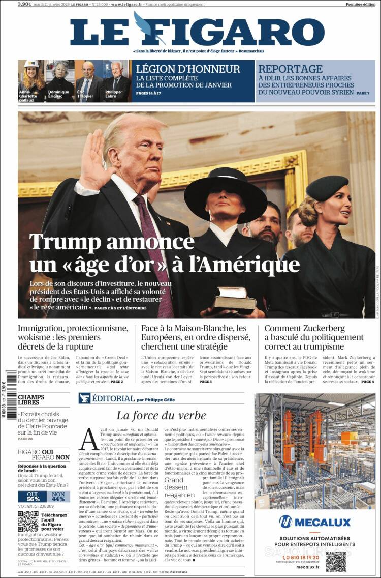 Portada de Le Figaro (Francia)