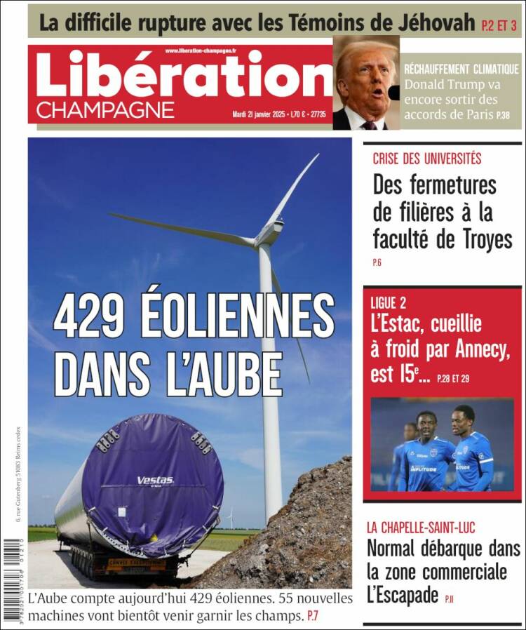 Portada de Libération Champagne (Francia)