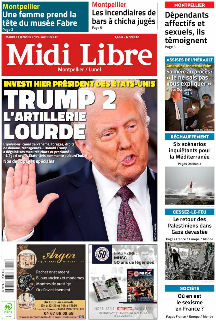 Portada de Midi Libre (Francia)