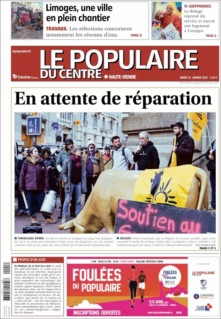 Portada de Le Populaire du Centre (Francia)