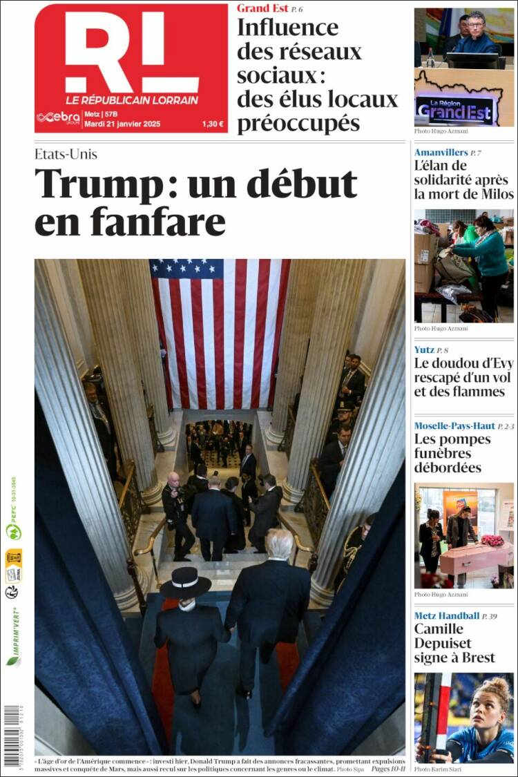 Portada de Le Republicain Lorrain (Francia)