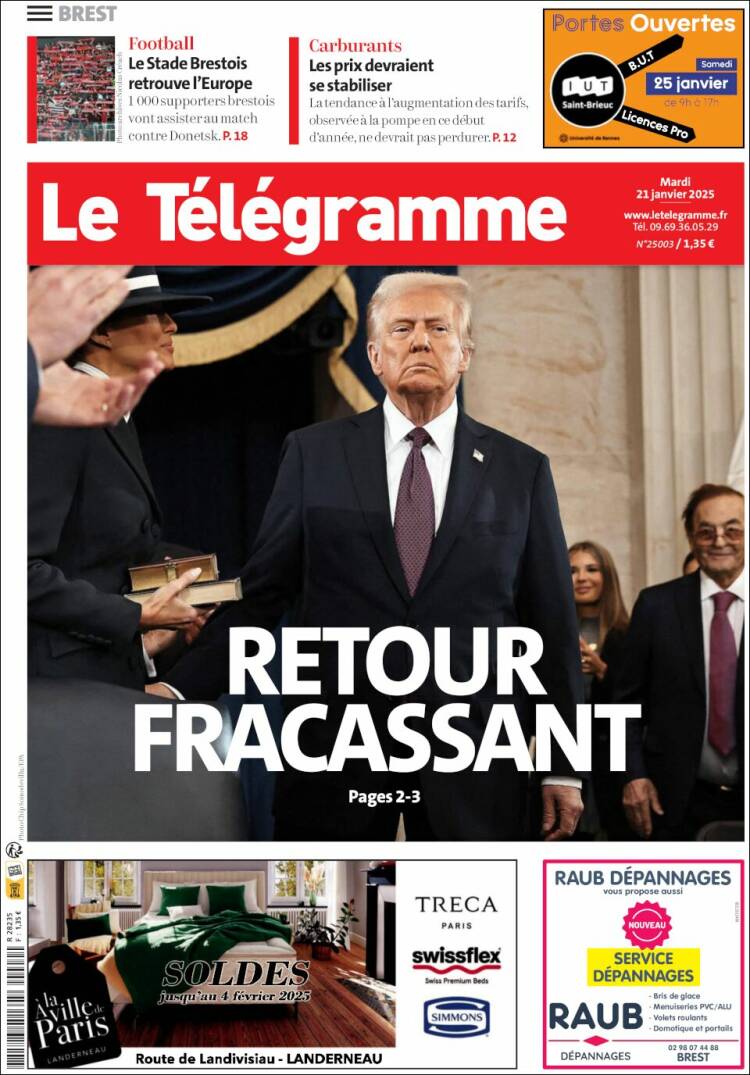 Portada de Télégramme (Francia)