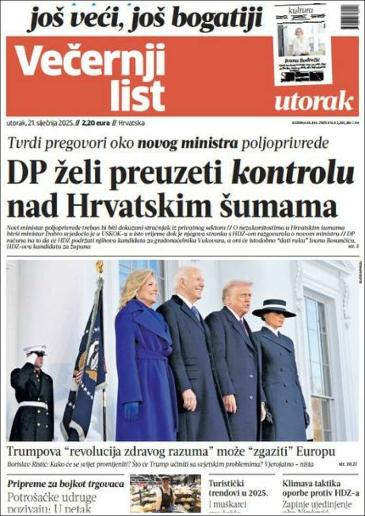 Portada de Večernji (Croatia)