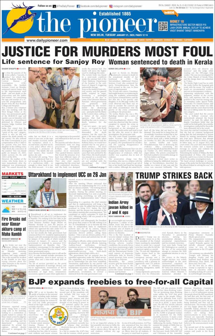 Portada de The Pioneer (India)