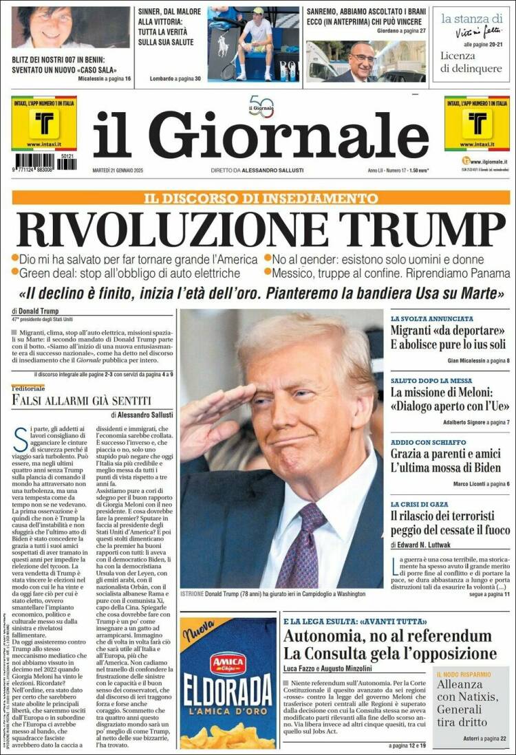 Portada de il Giornale (Italia)