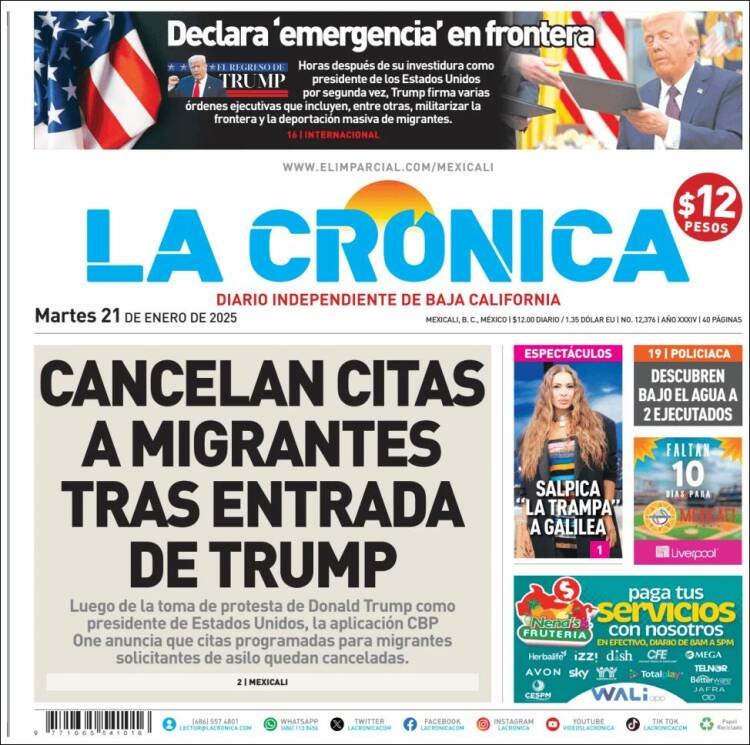 Portada de La Crónica de Baja California (Mexico)