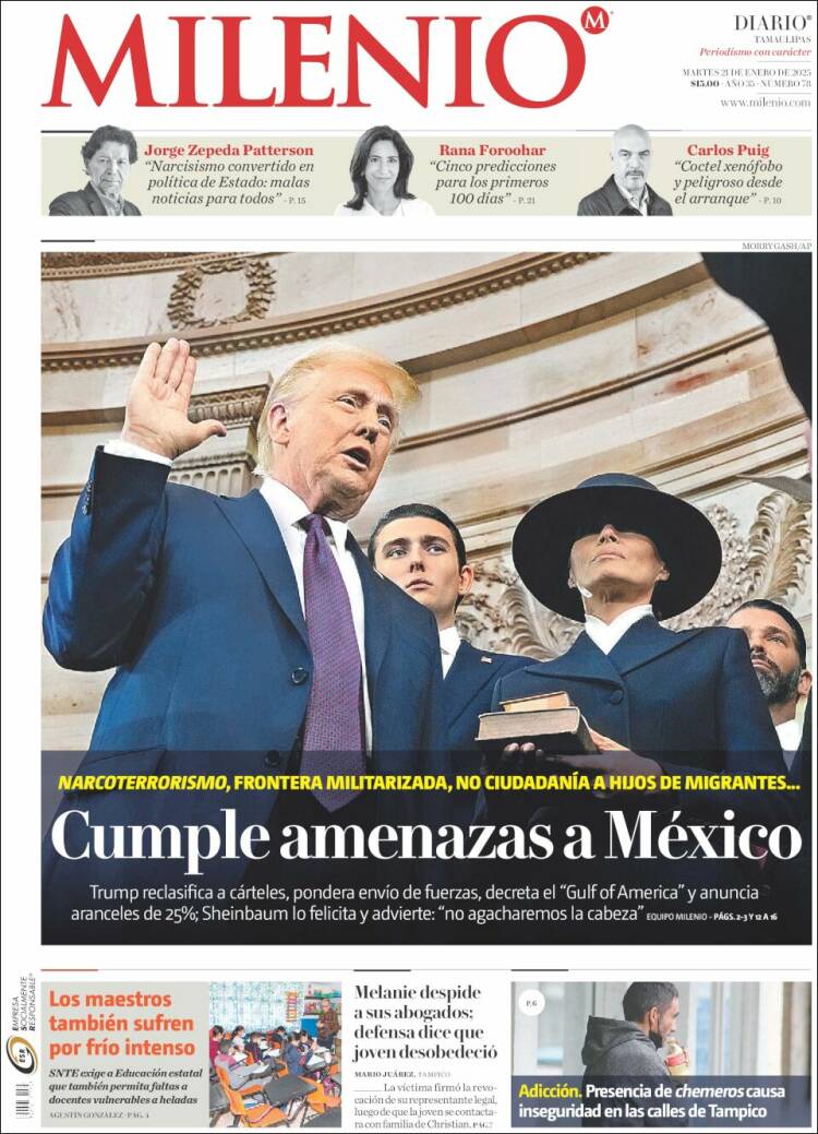 Portada de Milenio - Tamaulipas (México)