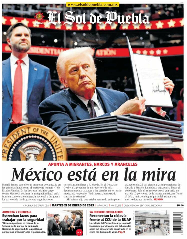 Portada de El Sol de Puebla (México)