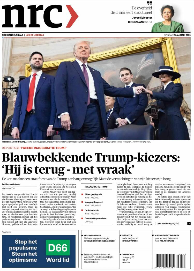 Portada de NRC Handelsblad (Pa&iacute;ses Bajos)