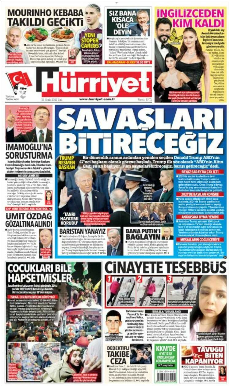 Portada de Hürriyet (Turqu&iacute;a)