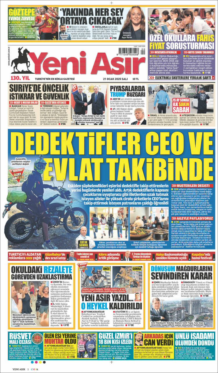 Portada de Yeni Asır (Turqu&iacute;a)