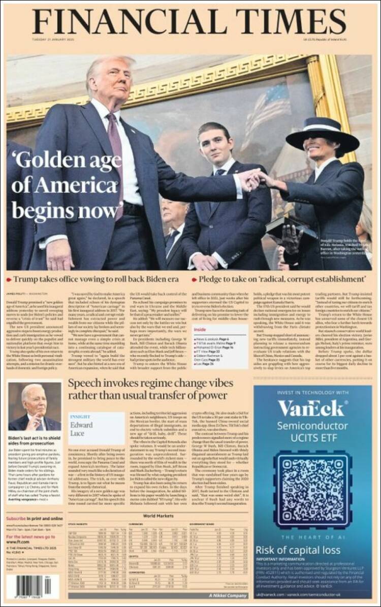 Portada de Financial Times (Reino Unido)