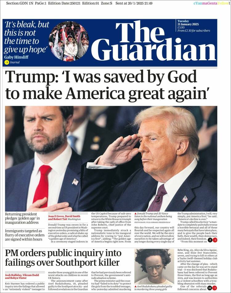 Portada de The Guardian (United Kingdom)