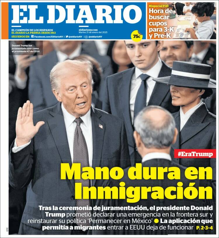 Portada de El Diario NY (USA)