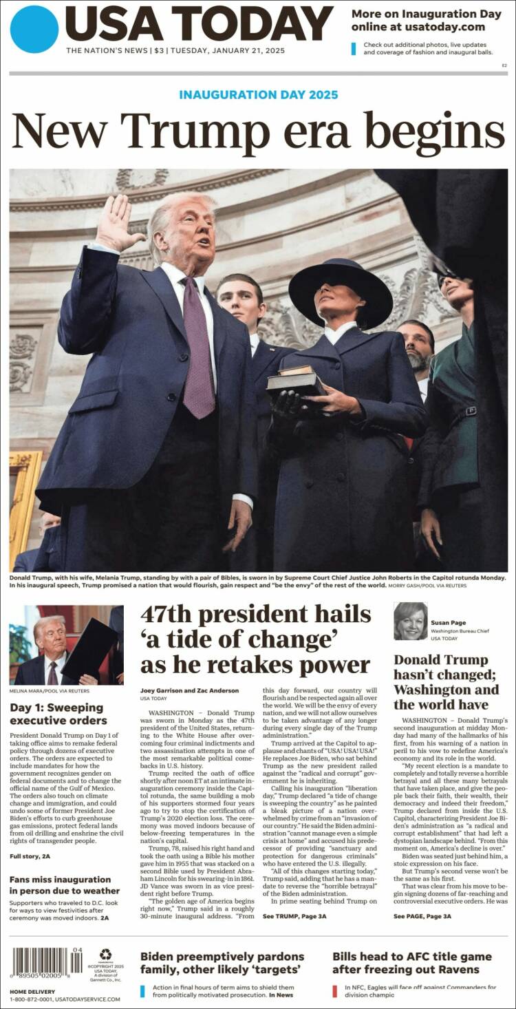 Portada de USA Today (USA)