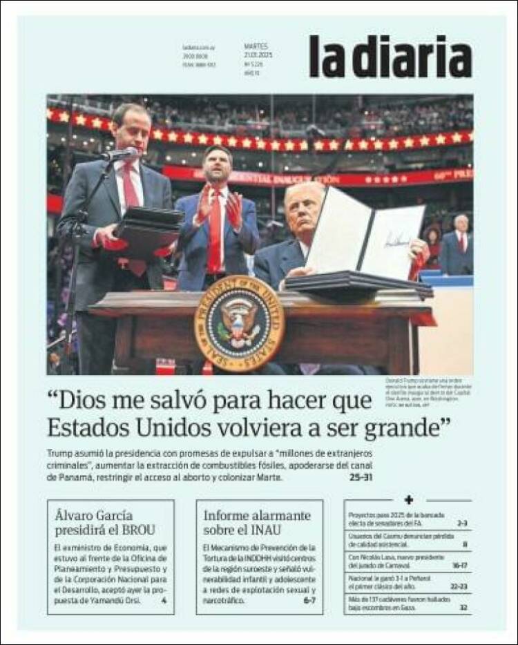 Portada de La Diaria (Uruguay)