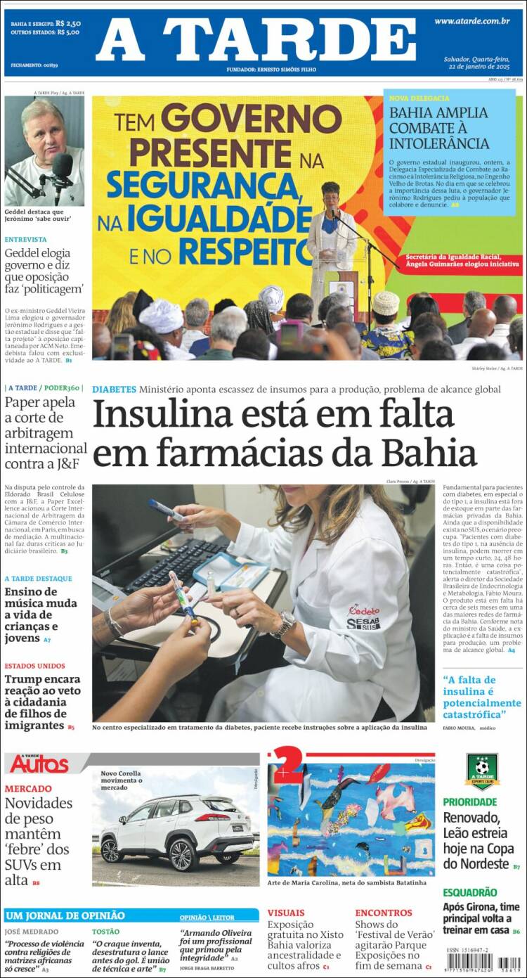 Portada de Diário A Tarde (Brasil)
