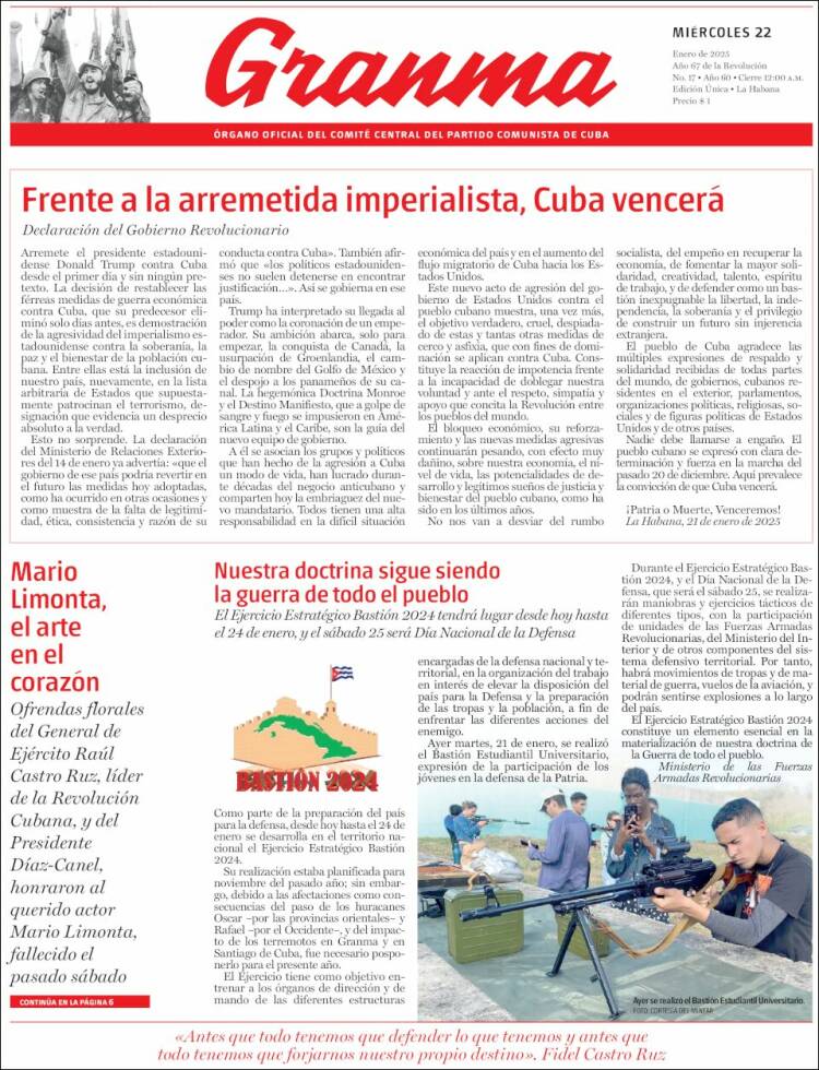 Portada de Granma (Cuba)