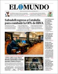 Portada de El Mundo (España)