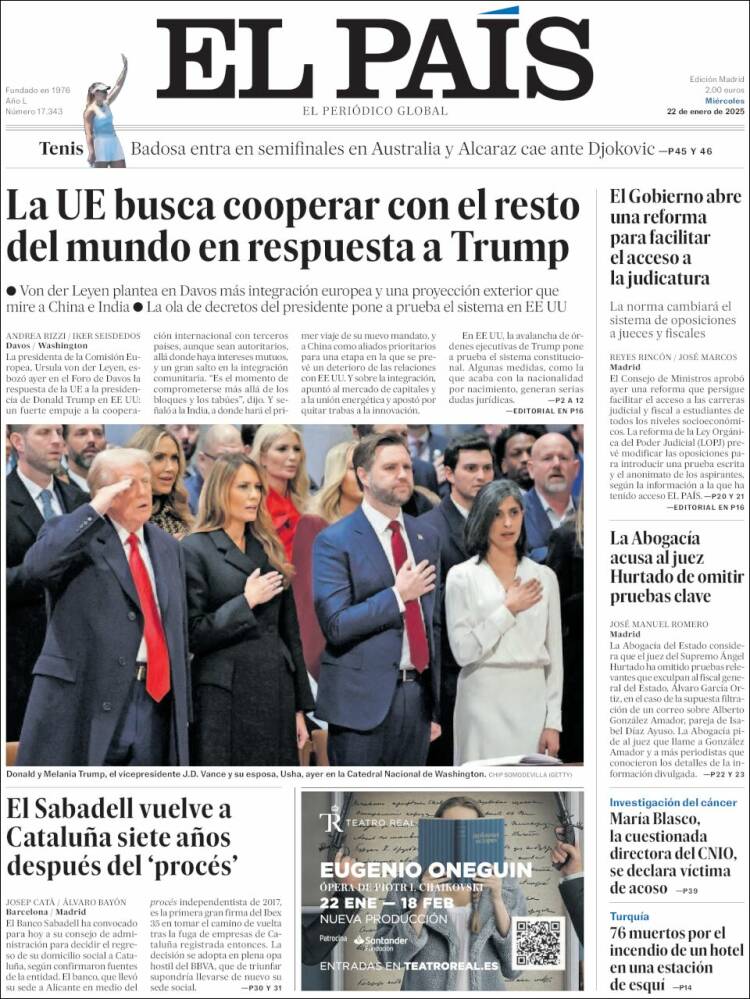 Portada de El País (España)