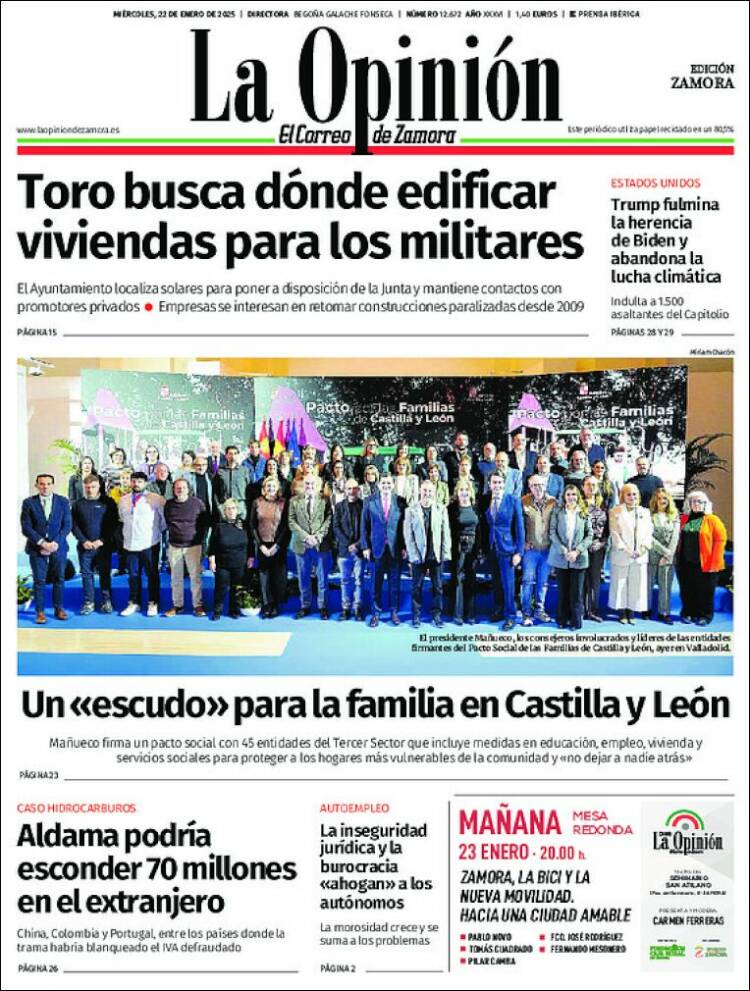 Portada de La Opinión - El Correo de Zamora (España)