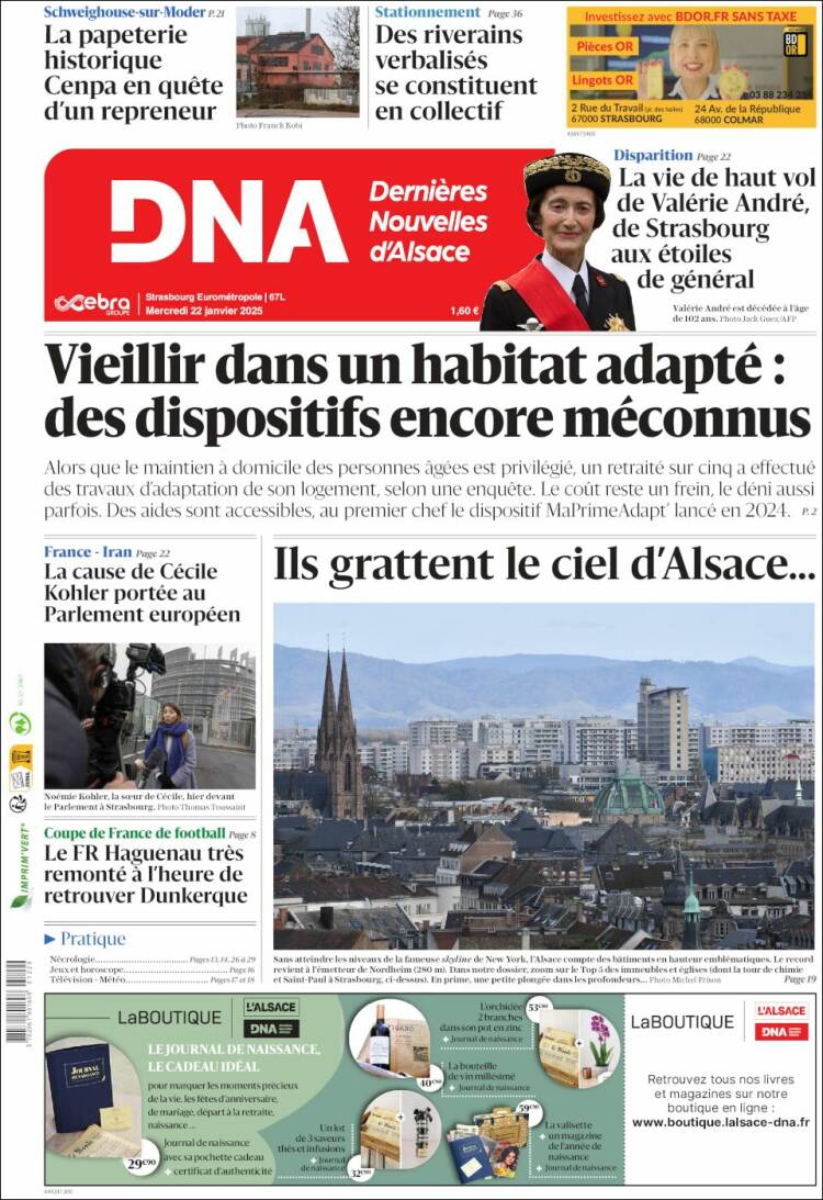 Portada de Les Dernières Nouvelles d'Alsace (Francia)