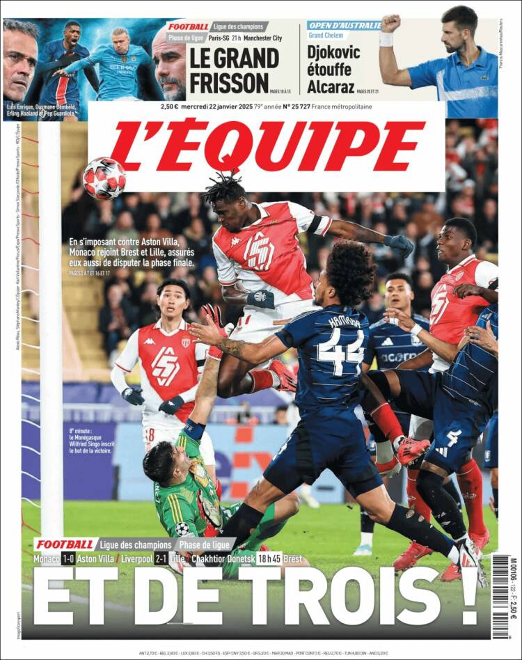 Portada de L'Equipe (Francia)