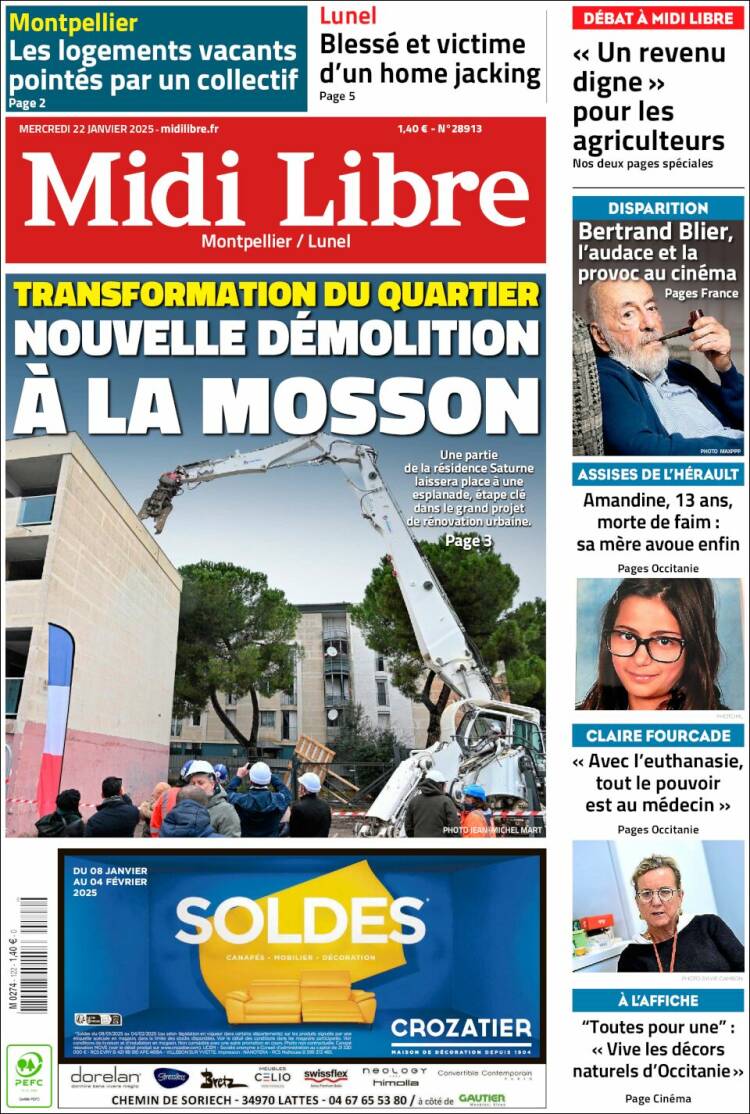 Portada de Midi Libre (Francia)