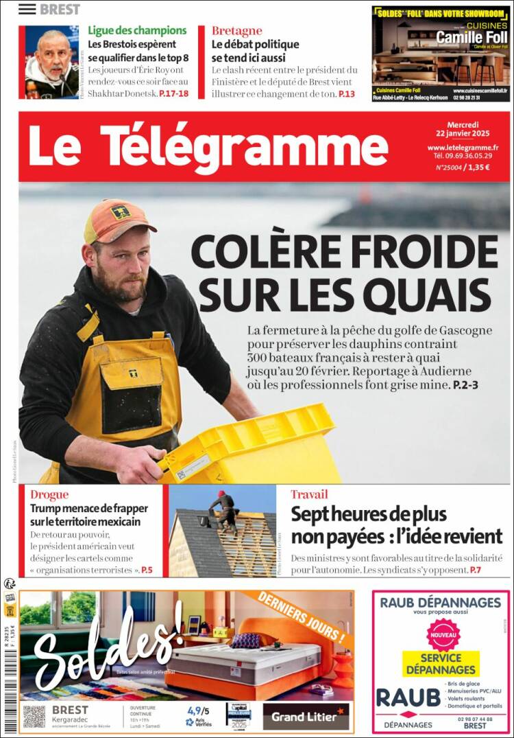 Portada de Télégramme (Francia)