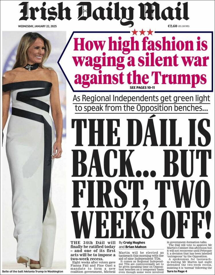 Portada de Irish Daily Mail (Irlanda)