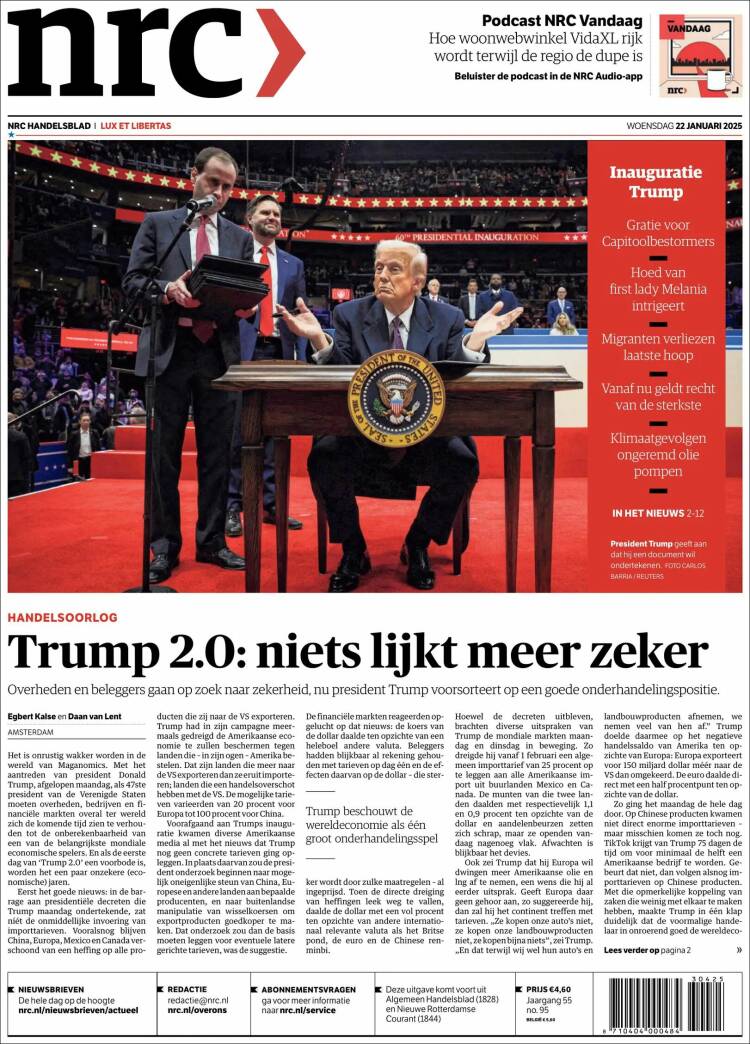 Portada de NRC Handelsblad (Países Bajos)